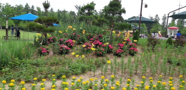 논산시민공원 가로화단 조성 모습