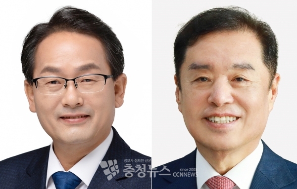 (왼쪽부터) 더불어민주당 강준현 세종을 국회의원, 미래통합당 김병준 세종을 당협위원장.