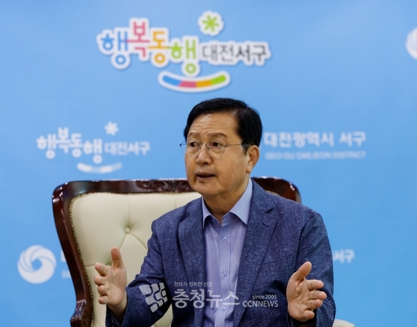 장종태 대전 서구청장, 충청뉴스 인터뷰 모습.