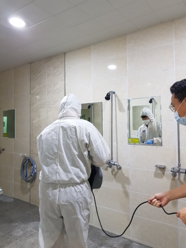 대전 중구국민체육센터 방역소독 모습