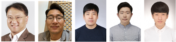 (왼쪽부터) KAIST 박용화 교수, 에스엠인스트루먼트 김영기 대표, KAIST 이경태 박사과정, 김성후 박사과정, 남현욱 박사과정