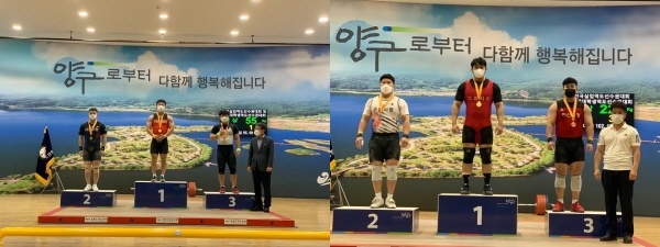 (좌) 합계 2위를 차지한 정한솔 선수, (우) 합계 3위를 차지한 허정재 선수