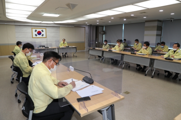 아산시, 제8호 태풍 ‘바비’ 태풍피해 사전예방 점검회의 모습