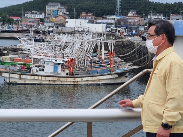 노박래 서천군수, 태풍 ‘바비’ 대비 현장 점검 모습