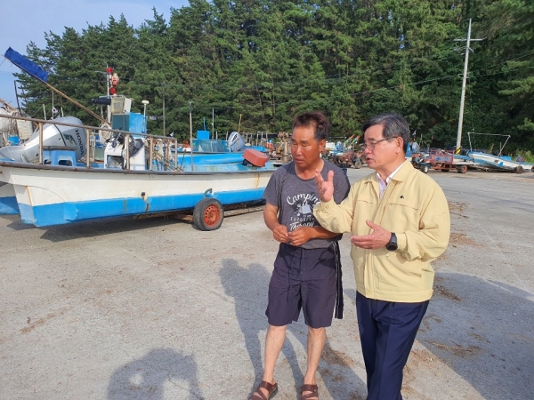 노박래 서천군수, 태풍 ‘바비’ 대비 현장 점검 모습