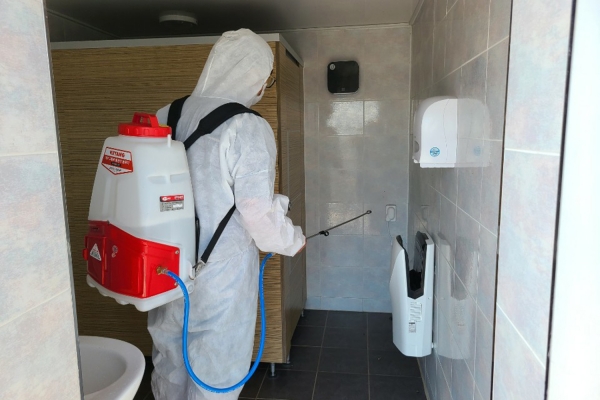 지난 4일 관광지(공중화장실) 방역장면