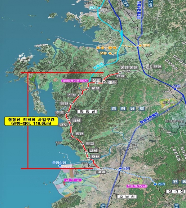 장항선 복선전철 사업 위치도