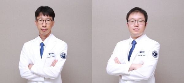 (왼쪽부터) 흉부외과 조현진 교수(흉부종양)와 한우식 교수(심장혈관)