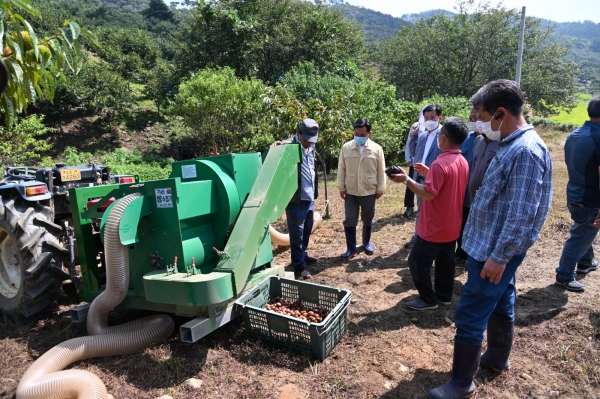 밤 수집기 시연회-은산면 오번리 산 26-1