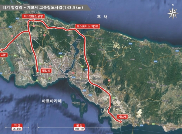 터키 할칼리~게브제 고속철도 노선도