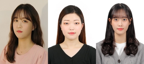 (왼쪽부터) 2020 IDEA디자인어워드 본상을 수상한 정윤선 씨(2020년 2월 졸업,]2020 iF디자인어워드 본상을 수상한 송아름 학생, 본상을 수상한 오지민 학생