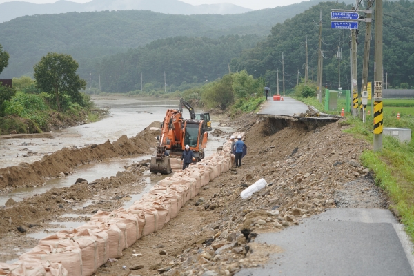지난 8월 3일 집중호우 피해지역에 대한 수해복구 작업 사진