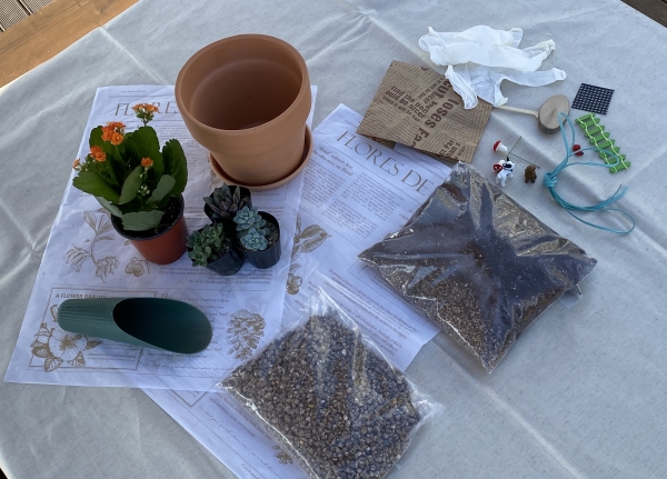 원격교육에 제공되는 미니정원키트.