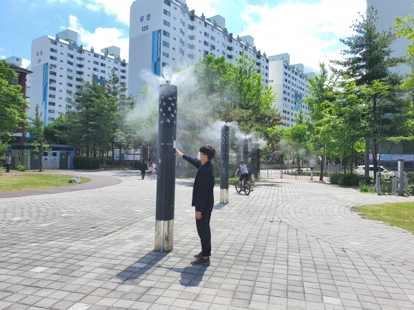 2020년 동 특성화 공모사업인 수밋들 어린이공원(정림동) 안개분사 설치 사진