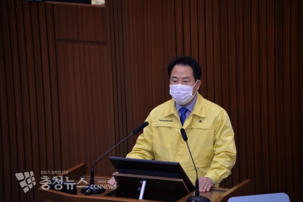 5분 발언하는 상병헌 세종시의회 의원 / 충청뉴스 최형순 기자