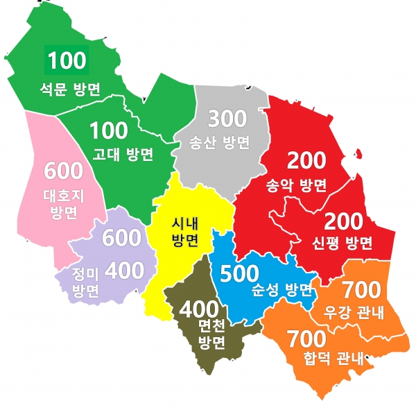 권역별 번호표시 지도