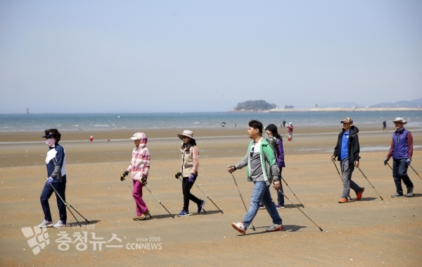 해양치유프로그램 해변 노르딕워킹
