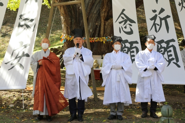 지난 24일 금산 보석사 은행나무 대신제 진행 모습