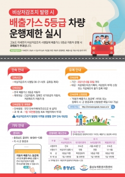 배출가스 5등급 자동차 운행제한 및 단속 홍보포스터