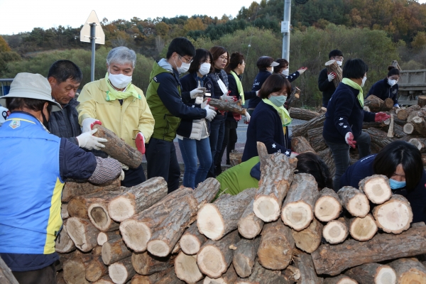 동절기 대비 화목난방 나무 지원 모습