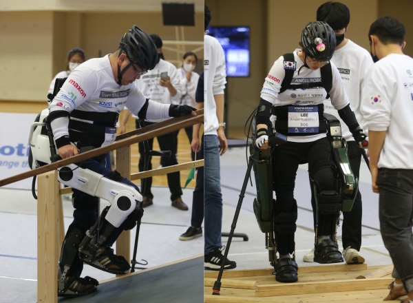 (왼쪽부터) 금메달을 따낸 김병욱 선수와 동메달의 이주현 선수 경기 모습.