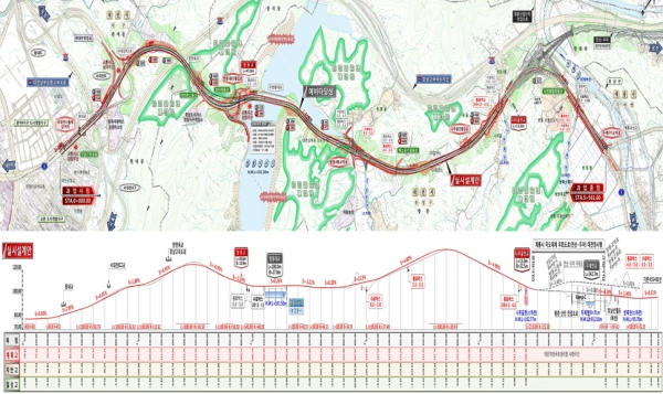 서대전IC~두계3가 공사계획 평면도 및 종단면도