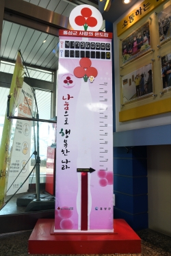 군청 본관 1층에 설치된 사랑의 온도탑