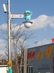 박람회 캐릭터 보행등 설치 장면