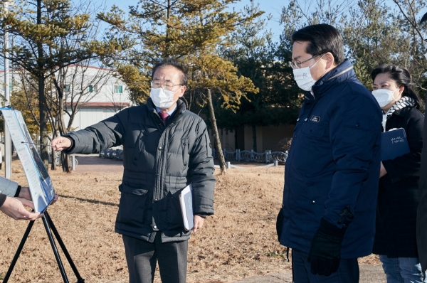 오세현시장 테크노밸리 제2유수지 정비사업장 현장 방문