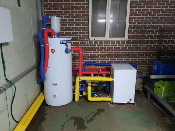 친환경에너지 시설 설치 모습 (지열 보일러)