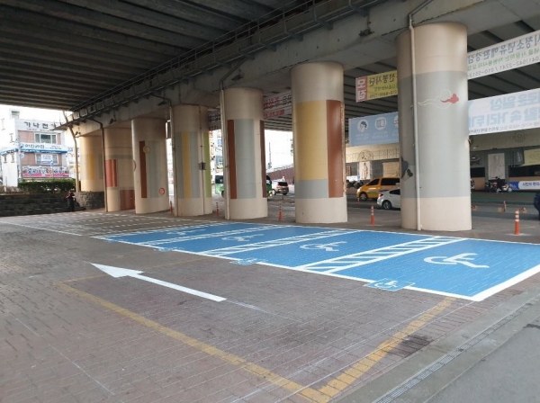 온양온천역 하부 공영주차장 조성 모습