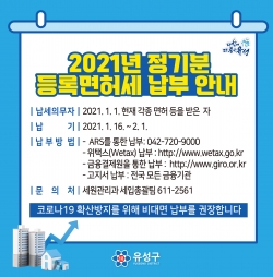 2021년 정기분 등록면허세 납부 안내