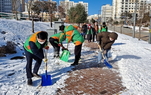 안찬영 세종시의원이 제설작업에 참여했다.