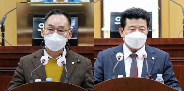 제258회 서산시의회 임시회 제1차 본회의에 앞서 이수의 의원과 장갑순 의원이 5분발언을 했다.