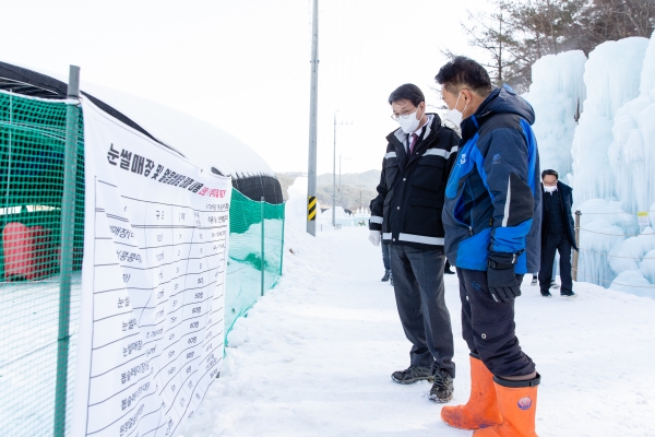 정산면 알프스마을 눈썰매장 점검