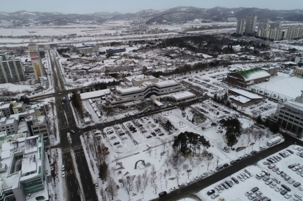 드론운영T/F팀에서 촬영한 아산시청 인근 설경