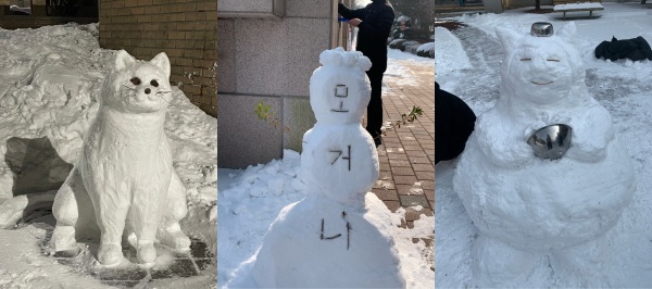 이색 눈사람 모습