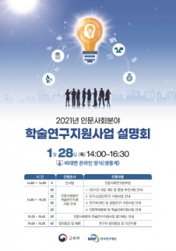 '2021년 인문사회분야 학술연구지원사업 설명회' 포스터