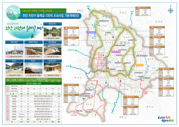천안시 자전거도로 노선도