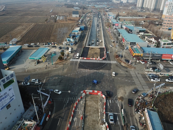 직산사거리 지하차도 임시개통 사진
