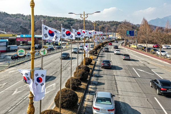 지난해 태극기 달기 운동 전개 모습