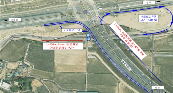 새샘교차로 공사구간