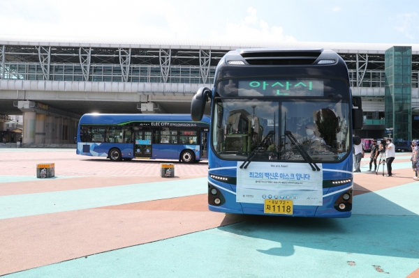 최고의 백신은 마스크입니다! 홍보문구 시내버스 부착사진