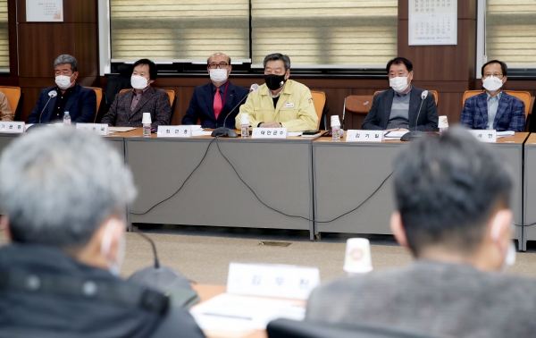 지난 9일 군청 중회의실에서 열린 ‘(가칭)안흥진성 및 태안3대대 토지반환 범군민회 발기인 대회’ 모습
