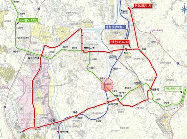 대전 도시철도 1호선 용두역 위치도