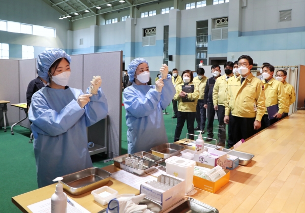 코로나19 백신접종 모의훈련 실시 모습