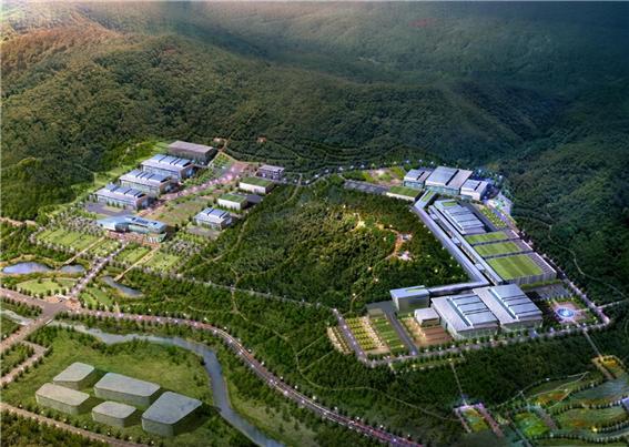 신동·둔곡지구에 들어서는 과학벨트  중이온가속기 관련 시설 배치도