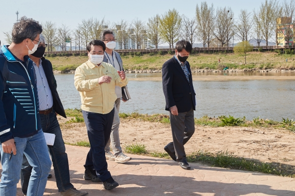 오세현 시장 은행나무길, 곡교천 현장방문