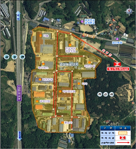 금성농공단지 신설하수관로 계획도