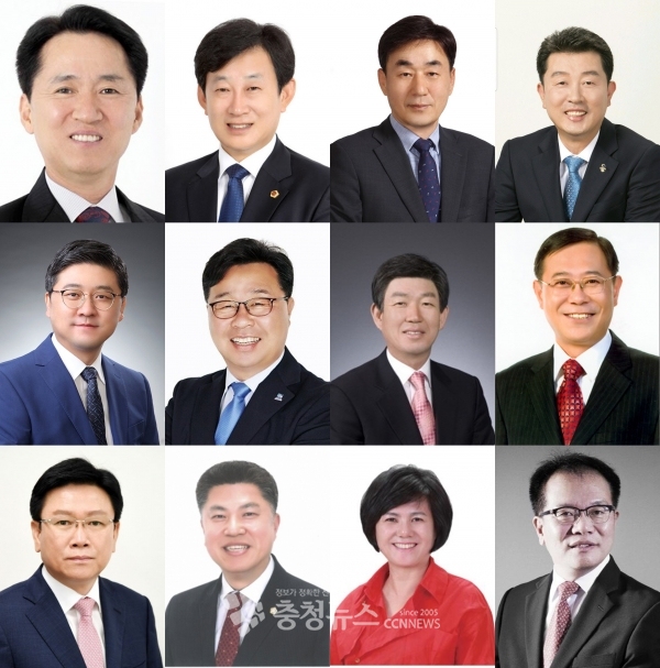 내년 6월 지방선거 대전 중구청장 출마 후보군. (왼쪽 위부터)권중순 대전시의장, 김경훈 전 대전시의장, 송덕헌 시당 부위원장, 전병용 정책자문위원, 권오철 겸임교수, 홍종원 대전시의원, 육상래 중구 부의장, 황경식 전 대전시의원, 이재승 중구자원봉사센터 이사장, 김연수 중구의장, 조재철 전 중구의원, 강영환 정치평론가